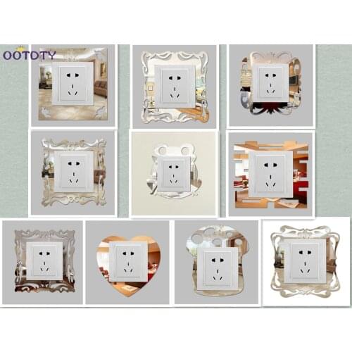 Mirror Light Switch Wall Decal Surround Sticker Decor DIY 3D Art Removable 4Pcs Bedroom Home Decoration
