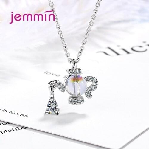 Creative Fairy Tale Chic Crystals Necklace for Women 925 Sterling Silver Water Drop Clavicle Necklace Wholesale Quality Jewelry