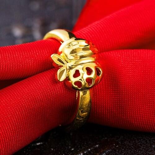 Apple Gold Ring 24K Gold Plated Brass Rings for Women Cute Fruit Party Bithday Anniversary Engagement Rings Fashion Jewelry Gift