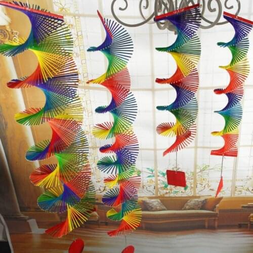 1PC Bamboo Rainbow Wind Spinner Mobile Chime Garden Home Party Decor