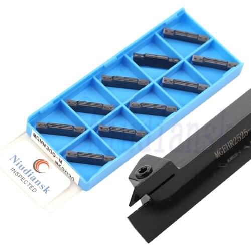 10pcs MGMN150 MGMN200 MGMN250 MGMN300 MGMN400 Carbide Inserts +1pc MGEHR2525 MGEHL2525 Slotting Tool Holder CNC Lathe Tool Set