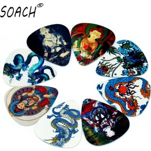 SOACH 10pcs Newest Dragons and Buddhism Guitar Picks Thickness 0.71mm Guitar Accessories