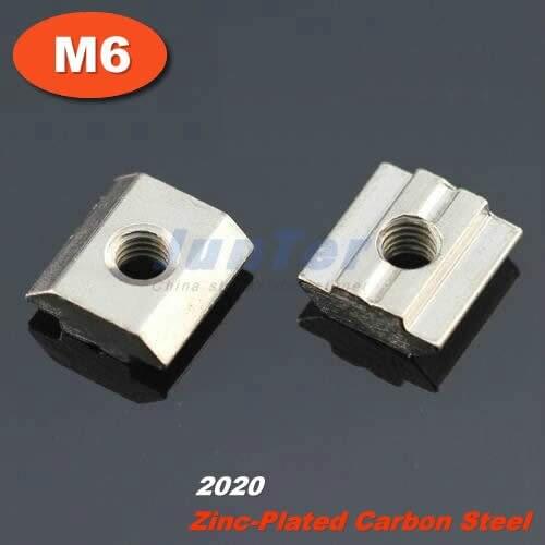 100pcs/lot M6 T Sliding Nut Block Slot 6 Zinc Plated Carbon Steel Aluminum Accessories For 2020 Aluminum Profile