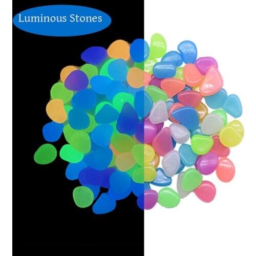 100Pcs Glow In Dark Pebbles Glowing Stones Luminous Stones For Outdoor Walkway Home Garden Yard Decor Fish Tank Pebble Rocks