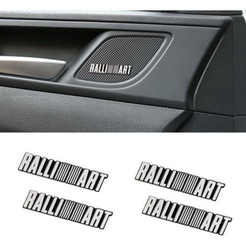 4pcs 3D Aluminum Badge Emblem Sticker For Mitsubishi RalliArt asx lancer accessories car styling Car Styling car audio decorate