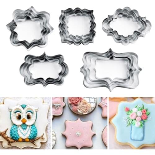 4pcs/set Cake Mold Fondant Cookie Cuttter Mold Frame Cake Decorating Tools Kitchen Tools Stainless Steel Fruit Vegetable Cutter