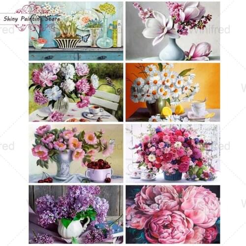 5D Full Square/round Diamond Painting Flower Vase DIY Art Mosaic Rhinestone Embroidery Cross Stitch Picture Home Decoration Gift