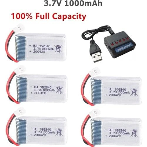 3.7V 1000mAh 30c Lipo Battery + 5in1 Charger for Syma X5 X5C X5SC X5SW TK M68 CX-30 K60 905 V931 RC Quadcopter 3.7V 800mAh lipo