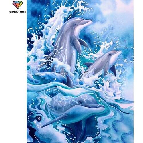 XUEQIXIAOZU Full Round dolphin Diamond drawing Diamond embroidery 5D DIY Diamond setting Home decoration gifts 2020 New