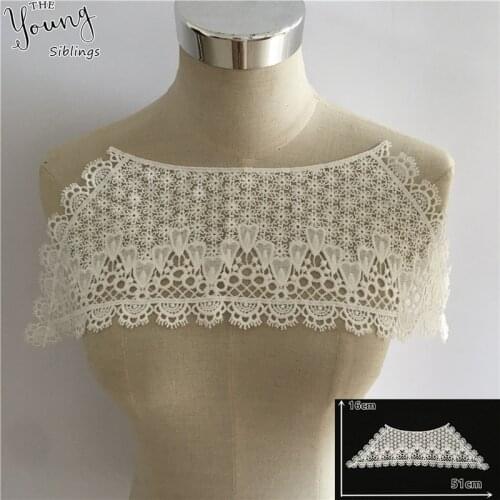 Fashion Exquisite White Embroidery Hollow Lace Collar Sewing Lace Neckline DIY Lace Fabric Decoration Wedding Dress Accessories