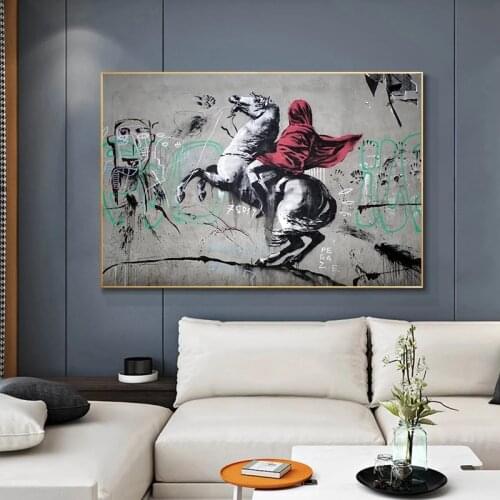 Banksy Napoleon Crossing The Alps Canvas Wall Art Posters and Prints Pictures Graffiti Street Art Pictures for Home Decor