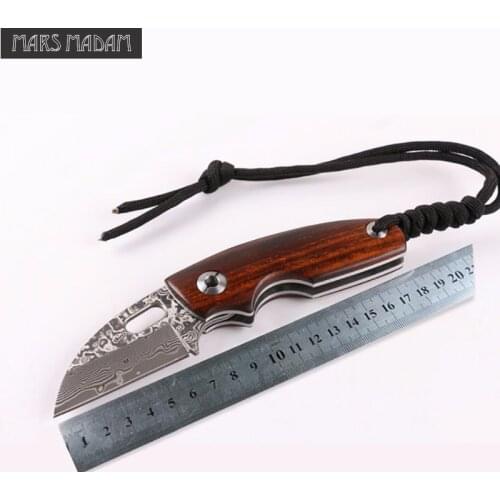 Free shipping Hardness 60HRC Damascus Knife Hunting Knife Survival Knives Wood Handle bird Beak shape