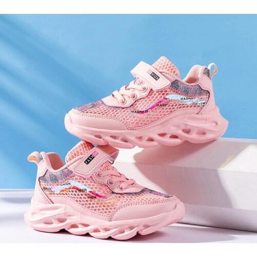 Brand Girls Sneakers Summer Children Fashion Trend Breathable Mesh Sports Running Shoes Kids Student Casual Shoes Size 26-37