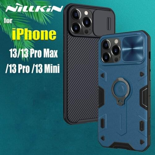 For iPhone 13 Pro Max Case Nillkin Slide Camera Protect Armor TPU Frosted Shield Textured Fiber Back Cover for iPhone13 Mini