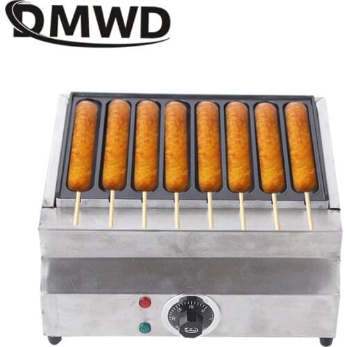 DMWD Commercial Electric Crispy French Hot Dog Lolly Stick Baking Machine 8 Grids Muffin Corn Sausage Grill Waffle Snacks Maker