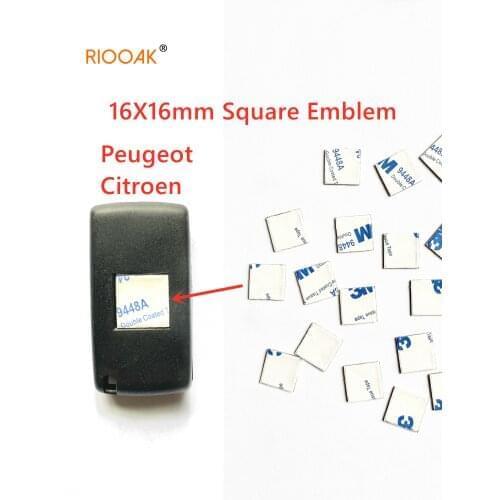 5 pcs 16mm Original Car Key Sticker Square Shell Emblem Symbol auto repalcement Logo For Peugeot 207 307 For Citroen C2 C3 C4