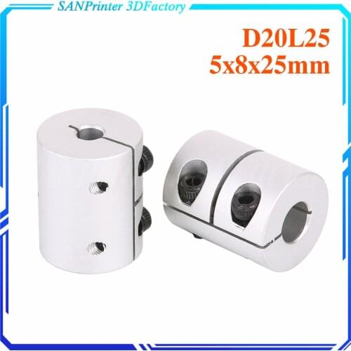 3d printer parts T8 lead screw rigid shaft coupler clamp stepper servo motor coupling D20 L25 5x8x25mm for creality CR10 ender-3