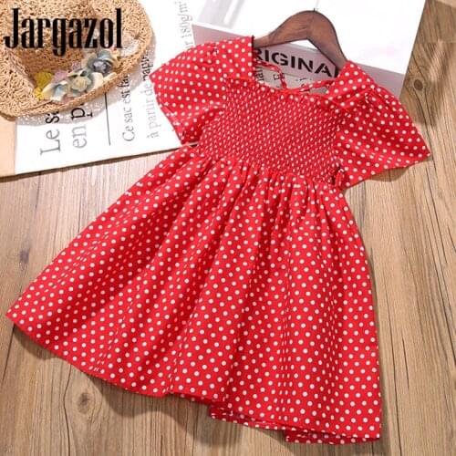 Jargazol Kids Dresses for Girls Summer Dots Backless Short Sleeve Princess Dress Elegant Toddler Girl Costume Fashion Clothes