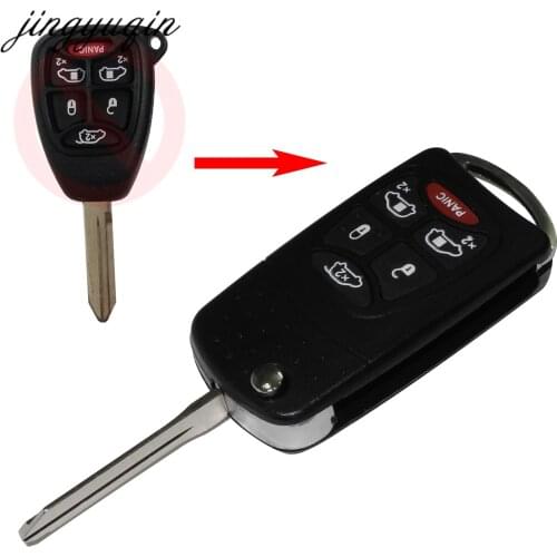 Jingyuqin Folding 6 Buttons Flip Remote Key Case Shell for Chrysler Town Country For Dodge Grand Caravan Jeep Commander