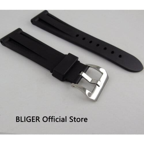 Fashion newest 24mm rubber watch band strap pin polished metal clasp watch accessories ST1