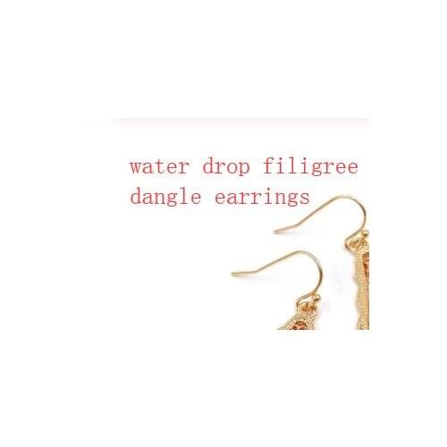 Fashion Clover Water Drop Filigree Cut Off Dangle Earrings for Women