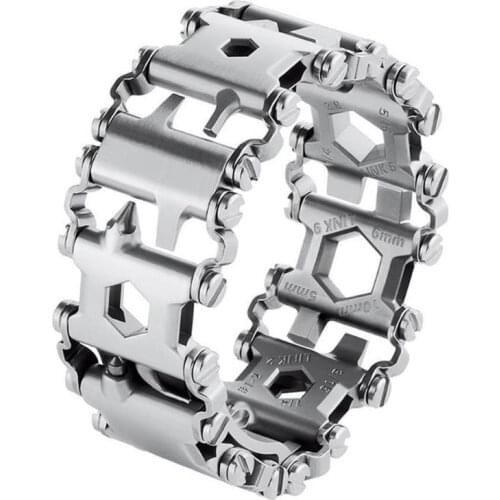 Wearable Bike Multifunction Outdoor Tool Bracelet Tread Bracelet Stainless Steel Bolt Driver Tools Kit Friendly Watch Chain
