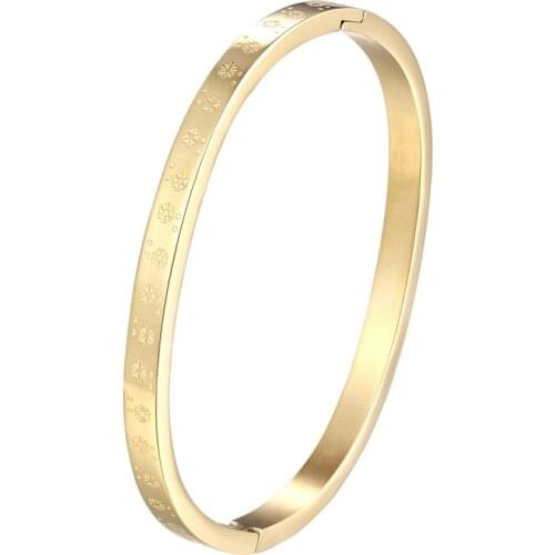 New Snowflak Pattern Bangle Stainless Steel Gold Plating Jewelry Small Size Bracelet For Kids and Women Gift Drop Shipping