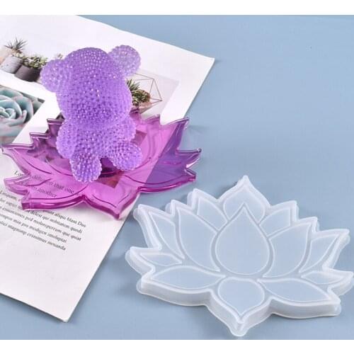 DIY Crafts Jewelry Decorations Making Tools Crystal Epoxy Resin Mold Lotus Coaster Tray Cup Mat Casting Silicone Mould