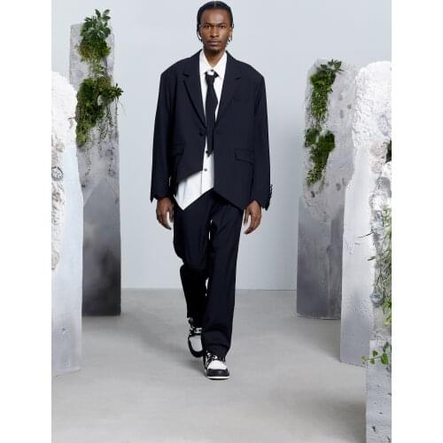 S-6XL 2021 New Mens Clothing high-grade Black Suit with irregular cut and serrated hem formall dress Plus Size Singer Costumes