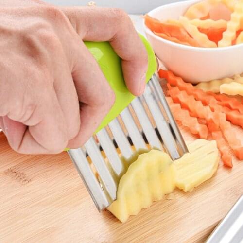 Stainless Steel Potato Chip Slicer Cutter Vegetable Fruit Wavy Knife Chopper French Fry Maker Kitchen Gadgets