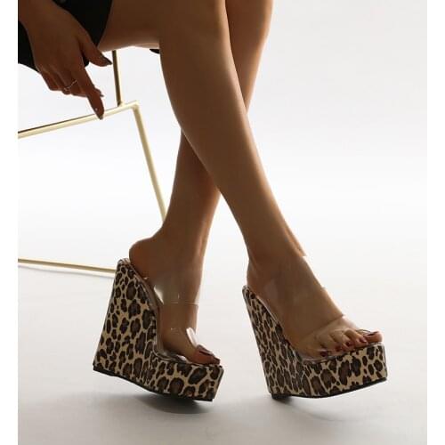 Women Slippers Female Shoes Beach Slippers For Women Ladies High Platform Flip Flops leopard Slides 2021 Summer Shoes Woman