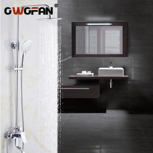 Modern Bathroom Big Rain Shower Faucet Set Chrome Mixer Water Taps With Hand Shower Head Set Wall Mounted Shower Set 510