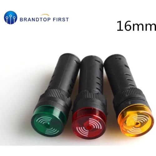 16mm 12V 24V 110V 220V Flash Signal Light Red Buzzer Beep Alarm plastic Indicator