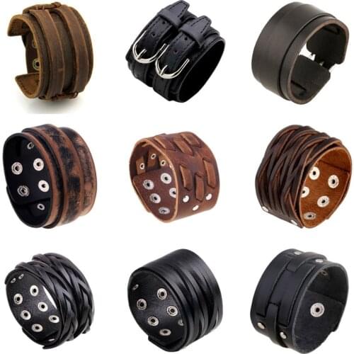 Modyle Vintage Punk Retro Multilayer Leather Bracelet Male Fashion Braided Handmade Rope Wrap Bracelets & Bangles for Men