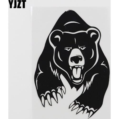 YJZT 10.1CMX14.8CM Angry Bear Grizzly Bear Claws Vinyl Car Sticker Black/Silver 8A-0123