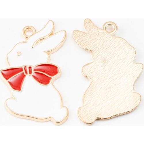 10pcs Enamel rabbit Charm Pendant For Women Necklace Pendant Making Alloy Beads Fit Bracelet DIY Jewelry Accessory js2143