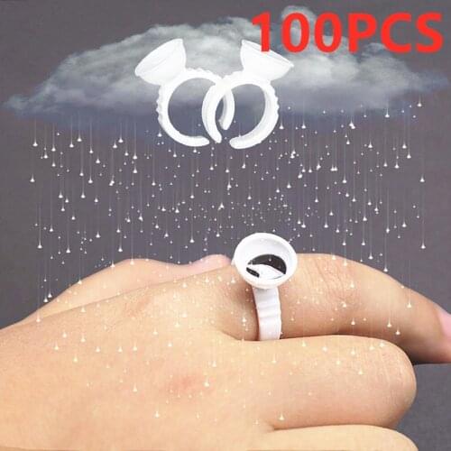 100PCS Disposable Rings For Lashes Glue Container Eyelash Extension Supplies Rings Cups Disposable Glue Rings Adhesive
