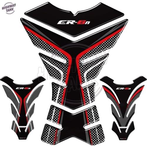 3D Carbon-look Motorcycle Tank Pad Protector Decal Stickers Case for Kawasaki ER6N ER-6N Tank All Years