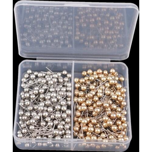 400 Pieces Marking Push Pins Silver & Gold Metallic Color Beads Head For Photos Maps Cork Boards Homemade Crafts DIY Supplies