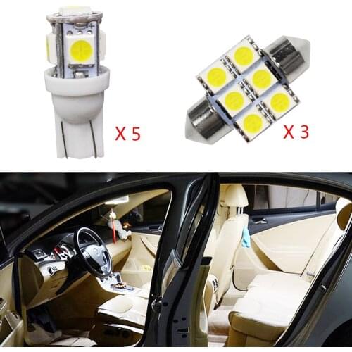 8Pcs White Canbus LED Lamp Reading Bulbs Interior Package Kit For Toyota Camry MK6 Map Dome Trunk Door Light