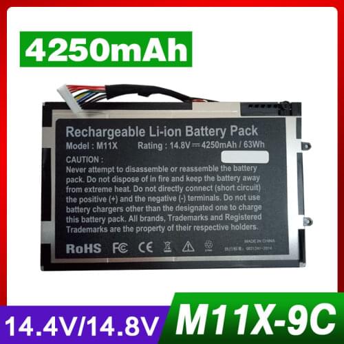 Apexway 63Wh Laptop Battery M11X For DELL Alienware R1 R2 R3 M14x 8P6X6 P06T T7YJ 08P6X6 PT6V8