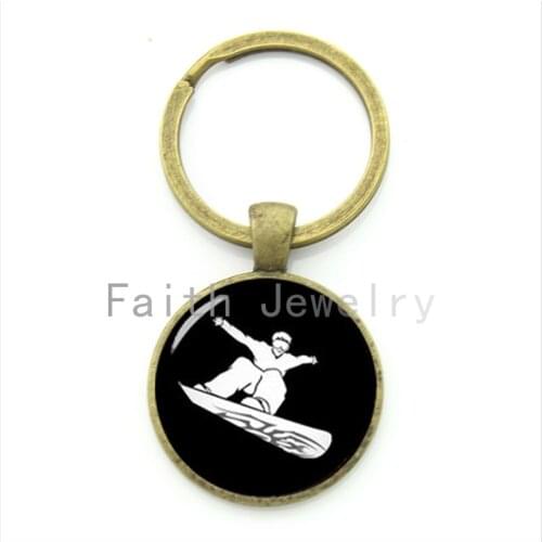 Unrestrained freedom skiers keychain charm snowboarding sports profile silhouette keychain snowboarder jewelry KC603