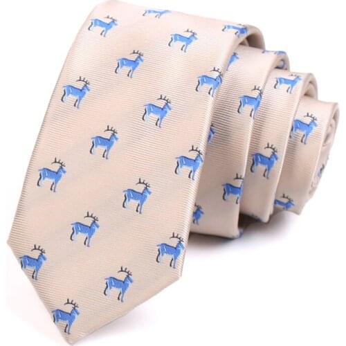 Brand New High Quality 6CM Elk Jacquard Beige Tie For Men Business Suit Work Necktie Male Fashion Formal Neck Tie Gift Box