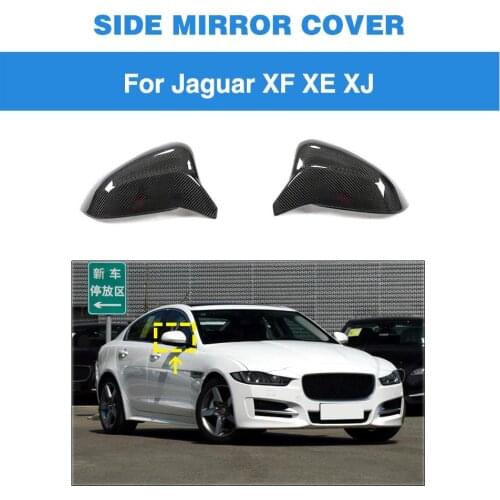 Carbon Fiber Side Mirror Covers Caps for Jaguar XE XEL 15-18 XF XFL 11-18 XJ 10-16 XK 09-13 Car Rearview Mirror Covers Cap Shell
