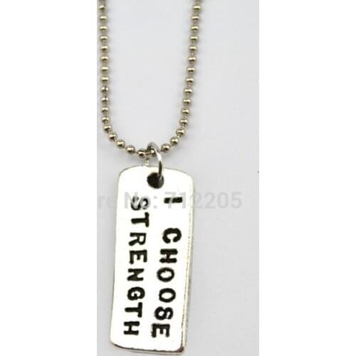 Fitness 20pcs a lot rectangular I Choose Strength weightlifting Gym chain necklace (A1229)