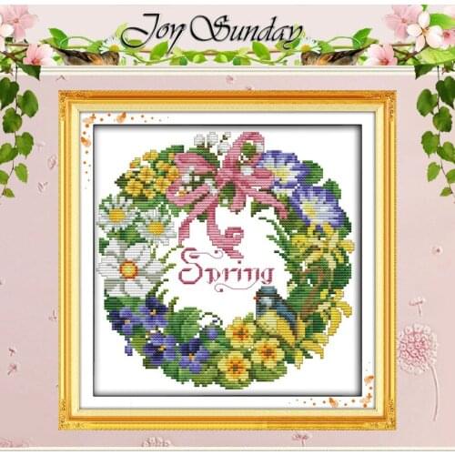 Garland (4) flower Patterns Counted Cross Stitch 11CT 14CT Cross Stitch Set Wholesale DIY Cross-stitch Kit Embroidery Needlework