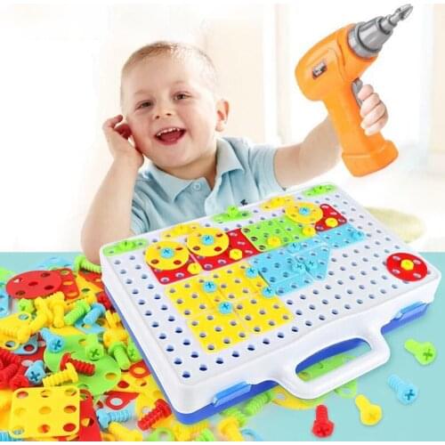 149/193 Pcs Childrens Drill Toys Screw Puzzle Assembled Toys Kids Learning Educational Game Gifts Baby Screwdriver Mosaic Toy