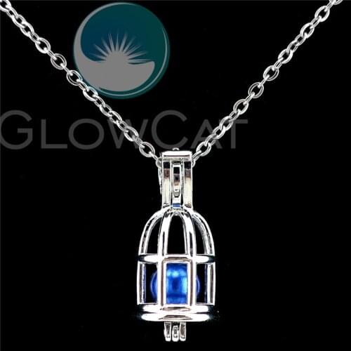 K938 Birdcage Beads Cage Perfume Diffuser Stone Pearl Cage Locket Necklace Pendants Kids Girl Party Gift