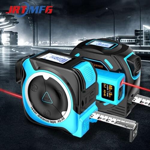 JRTMFG 40M 60M Laser Measuring Tape Retractable Digital Electronic Roulette Laser Rangefinder Stainless Tape Distance Meter Tool