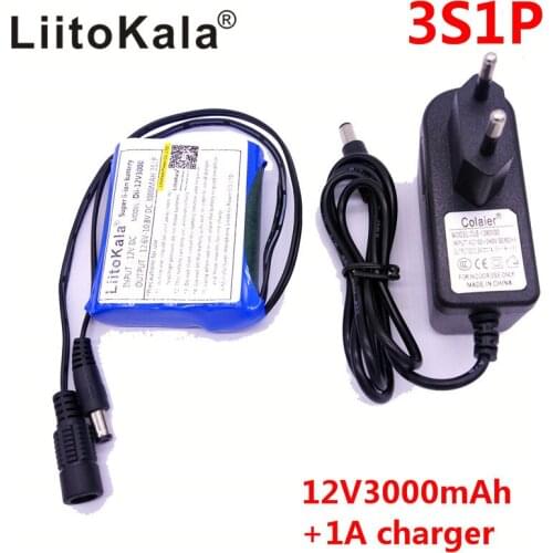 HK LiitoKala Dii-12V3000 DC 12V 3000mAh 18650 Li-lon DC12V Super Rechargeable Battery P + EU AC Charger